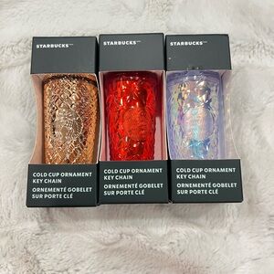 Starbucks Metallic Cold Cup Key Chains - Copper, Red, Iridescent